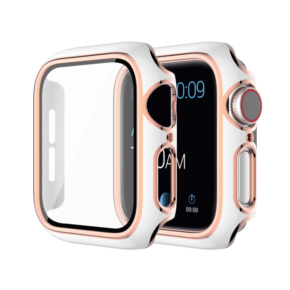 Enkay Hat-Prince Plating Shockproof Anti-Scratch Soft TPU + HD Clear Tempered Glass Full Cover Watch Case Cover for Apple Watch Series 6/ 5/ 4/ SE 40 - Image 2