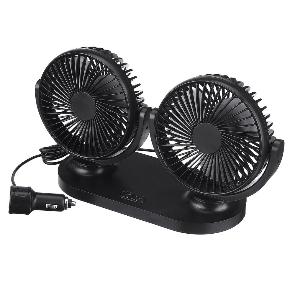 ELUTO 12V Car Three-Speed Adjustable Double-Head Fan Brushless Motor