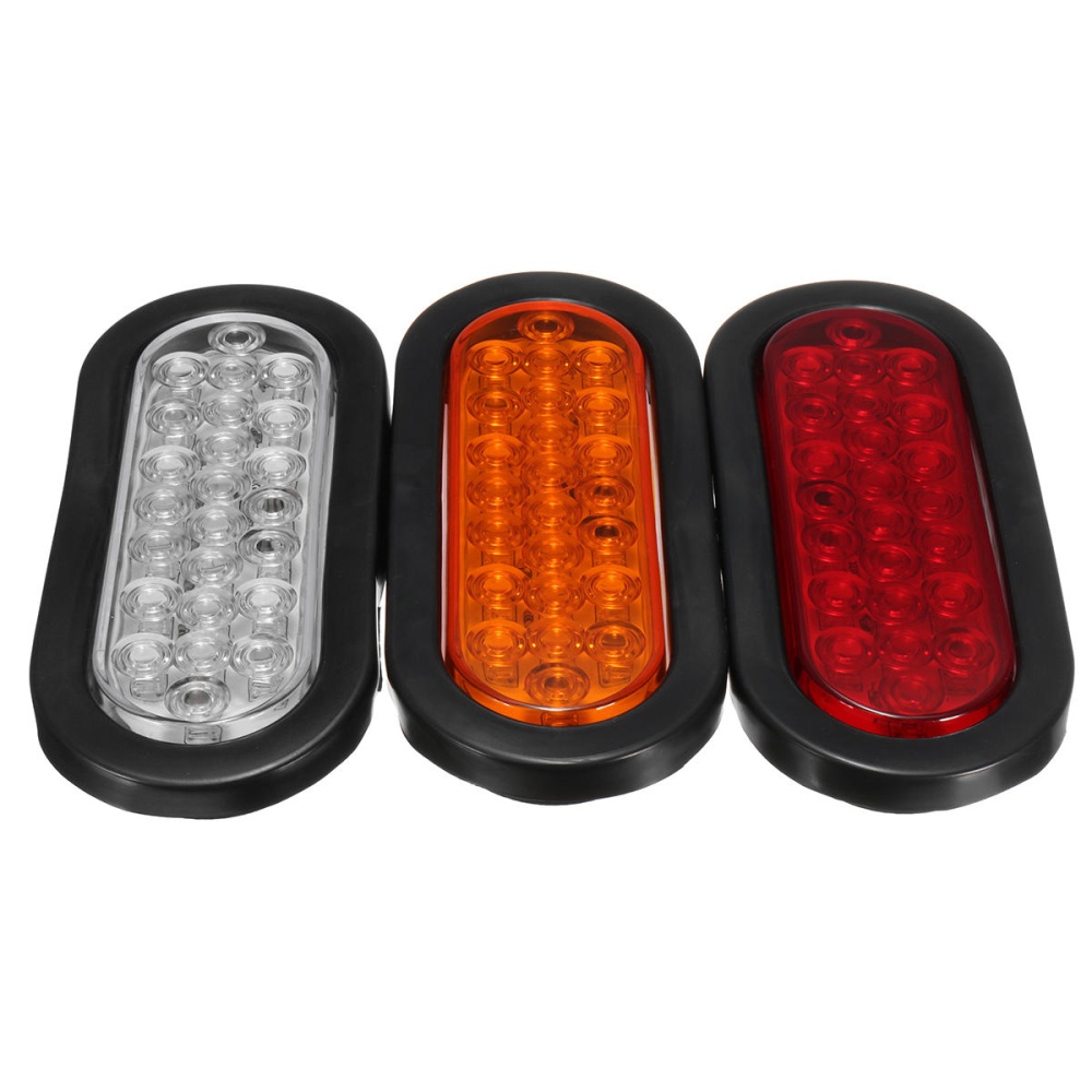 6Inch 12V 24LED Car Oval Rubber Mount Tail Lights Stop Turn Brake Lamp for Truck Trailer Bus - White - Image 2