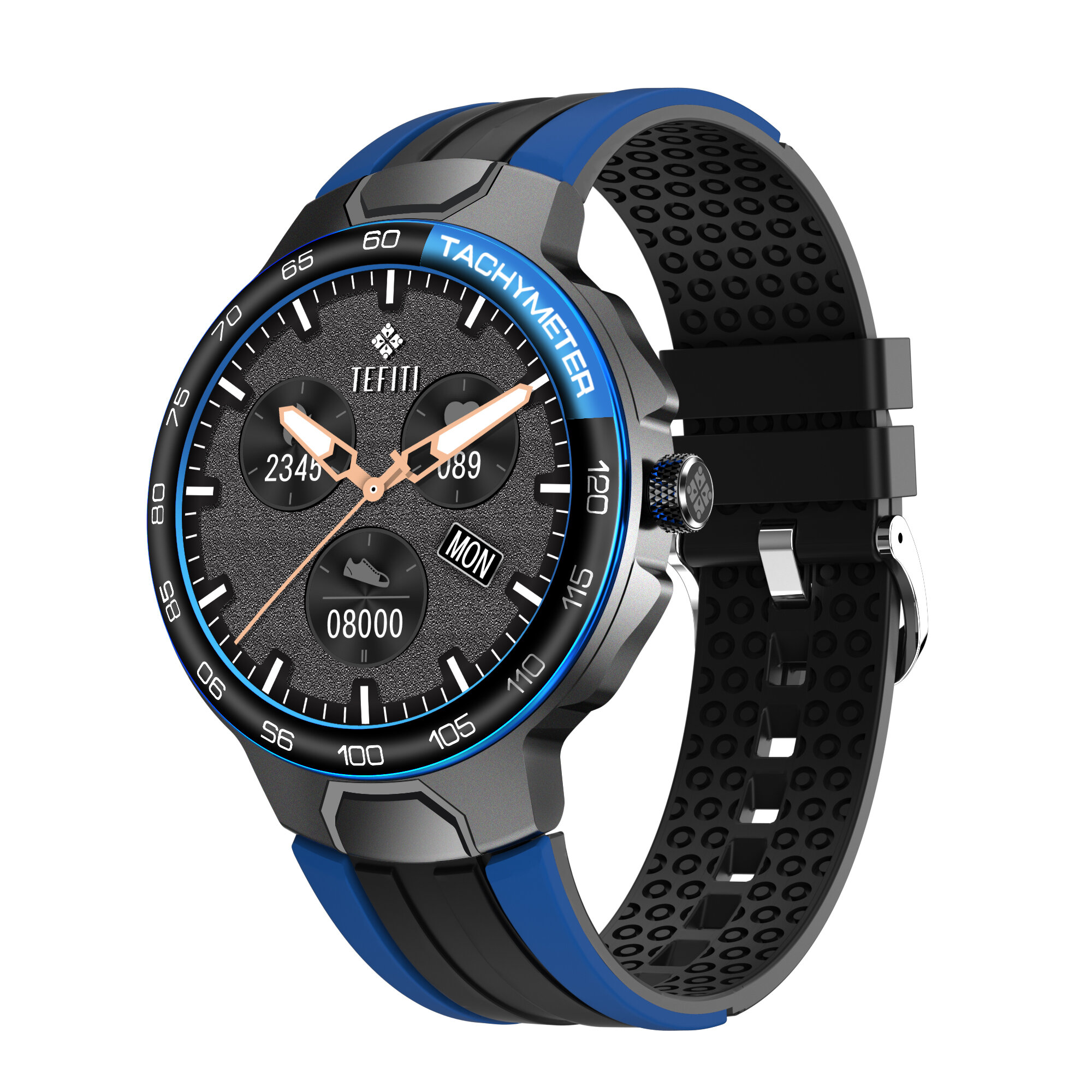 Bakeey E15 1.28 inch IPS Full Touch Screen BT5.0 Heart Rate Blood Pressure Oxygen Measurement 24 Sports Modes IP68 Waterproof Smart Watch - Blue - Image 2