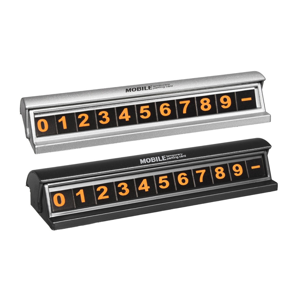 Fluorescent Black Silver Hidden Car Temporary Parking Phone Number Card Plate - Silver&Grey - Image 2