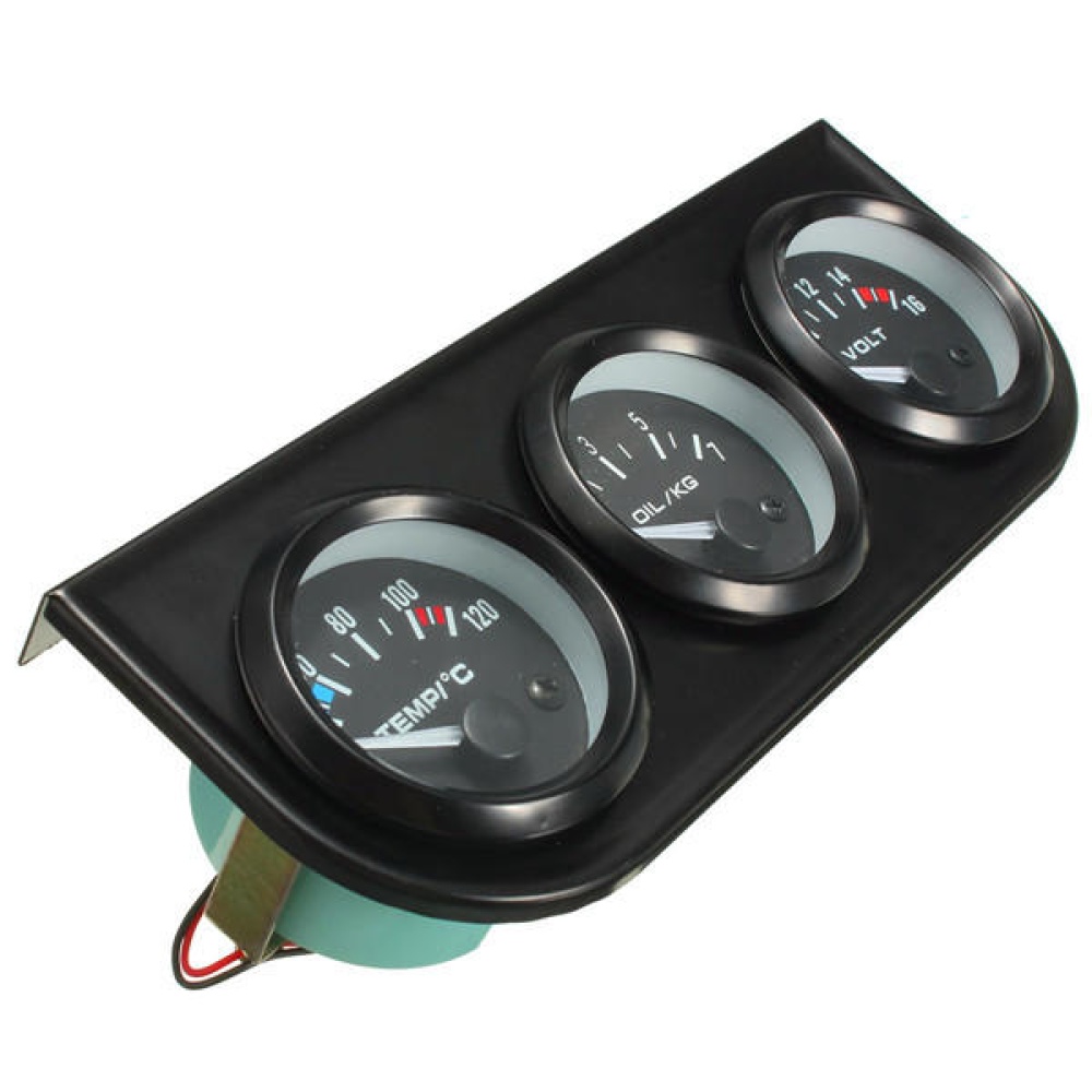 2 inch 52mm Electronic 3 Gauge Kit Water Temp Oil Pressure Volt With 3 Hole Bracket - Image 2