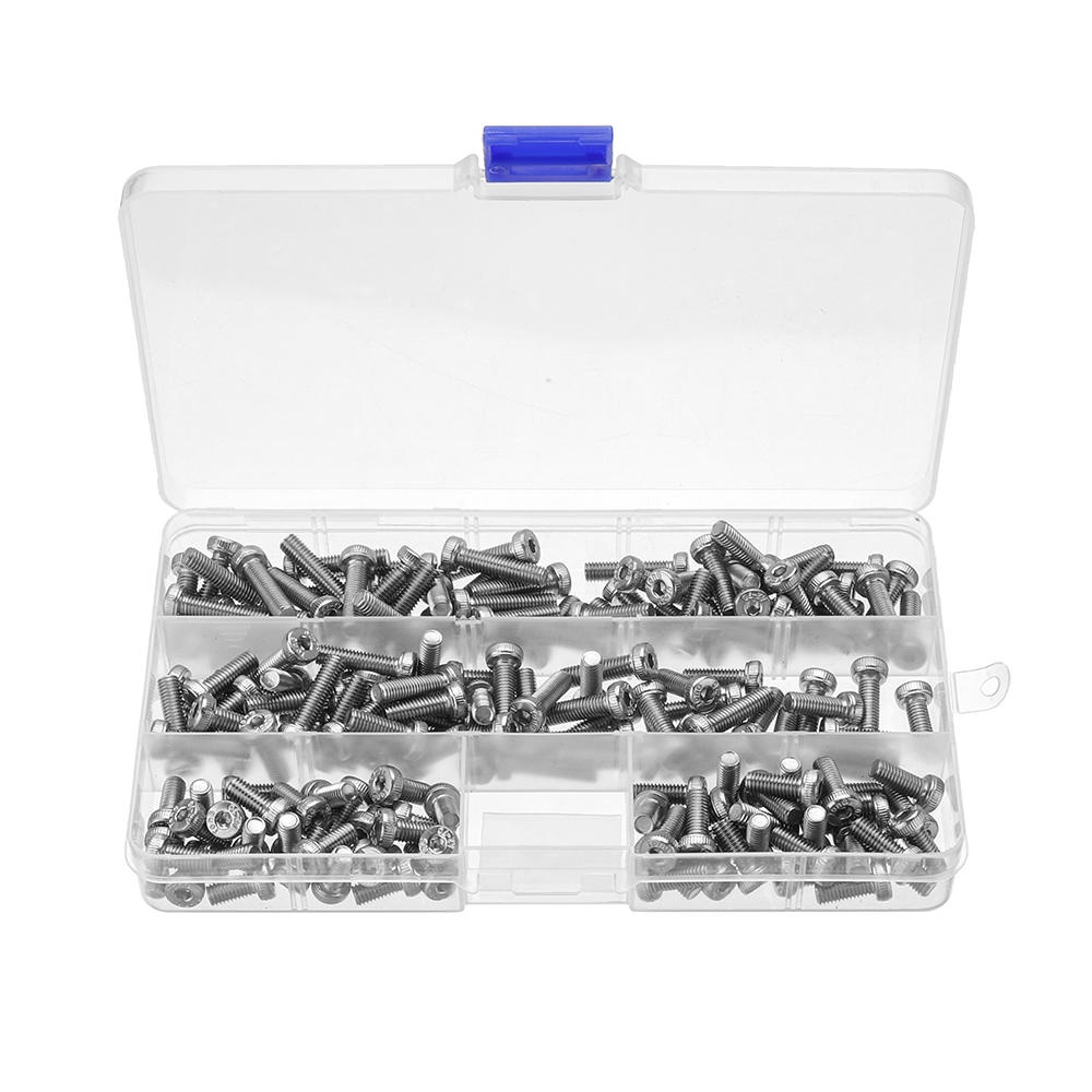 180Pcs M5 Hex Socket Thin Head Screw Low P rofile 10-20mm Bolts Assortment Set 304 Stainless Steel - Image 2