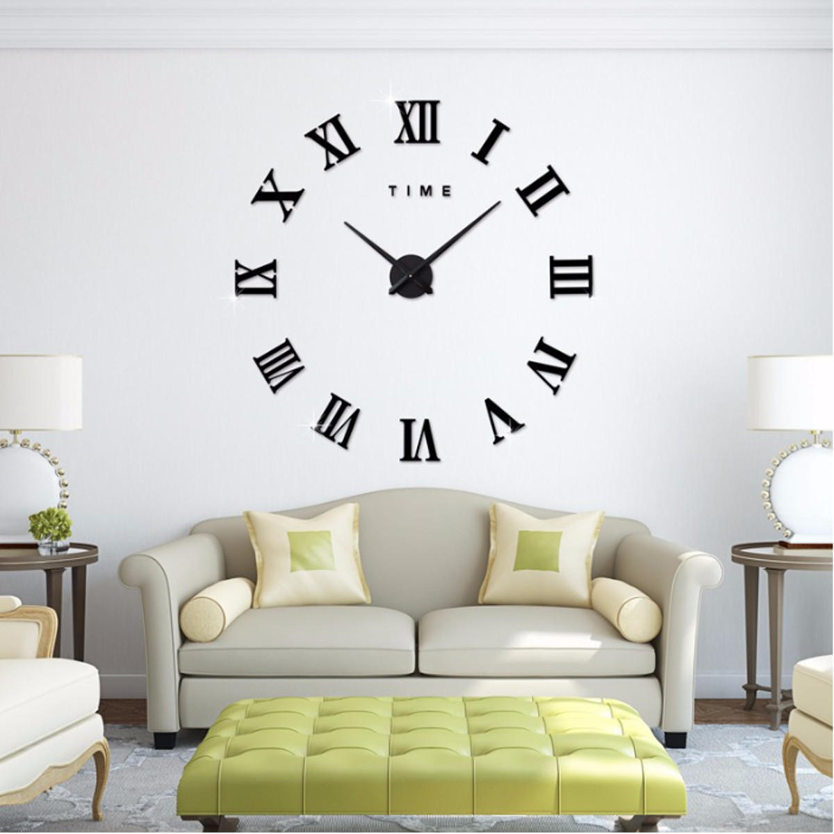 Modern Design DIY Large Decorative 3D Wall Clock Reloj Pared Adhesivo Roman Numerals Mirror Big Clocks Stickers Watches - Gold