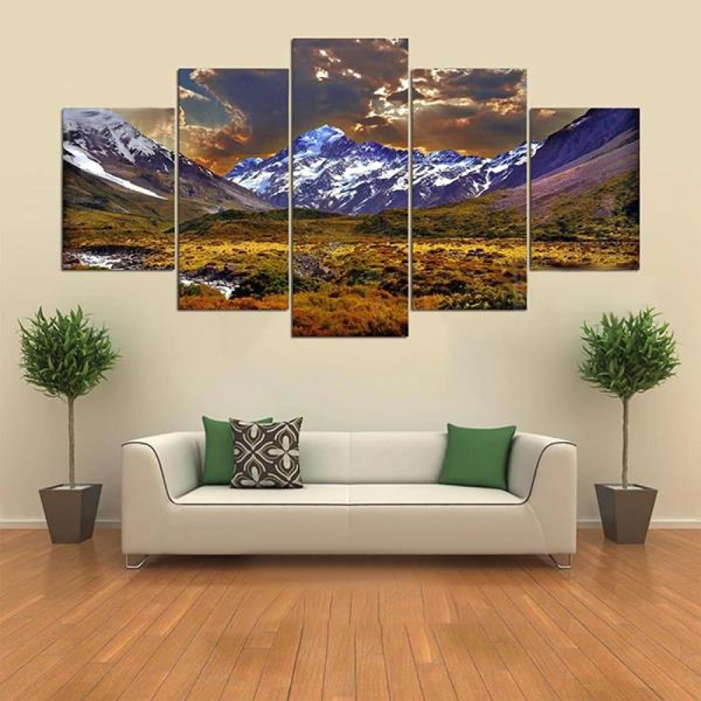 5 Cascade Lateau And Dusk Canvas Wall Painting Picture Home Decoration Without Frame Including Ins - Image 2