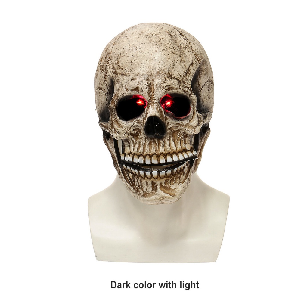 LED Movable Full Head Skull Mask/helmet With Movable Jaw Horror Helmet Halloween - White