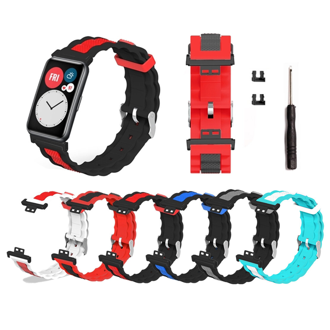Bakeey Multicolor Comfortable Soft Silicone Watch Band Strap Replacement for Huawei Watch Fit - 001
