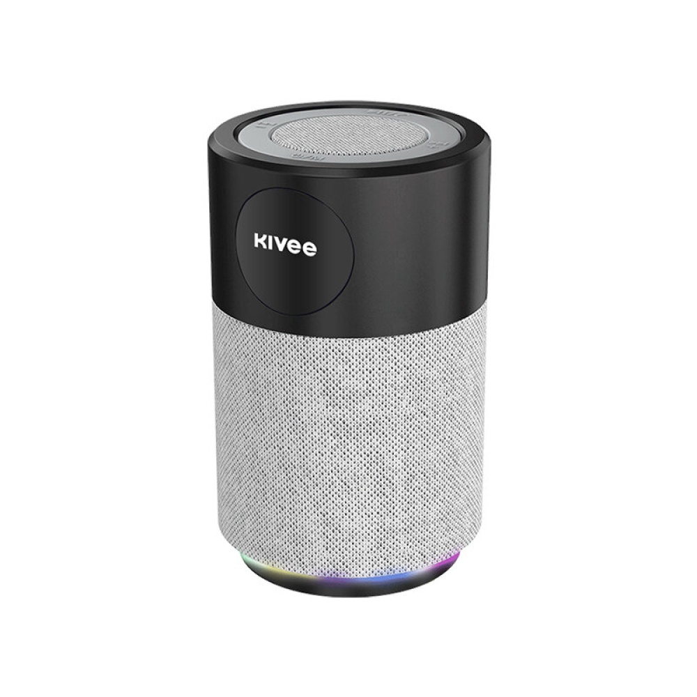 KIVEE MW05 Wireless bluetooth Speaker Portable Column HiFi Stereo Bass Loudspeaker Colorful Lamp FM Radio IPX5 Waterproof Speakers - Black
