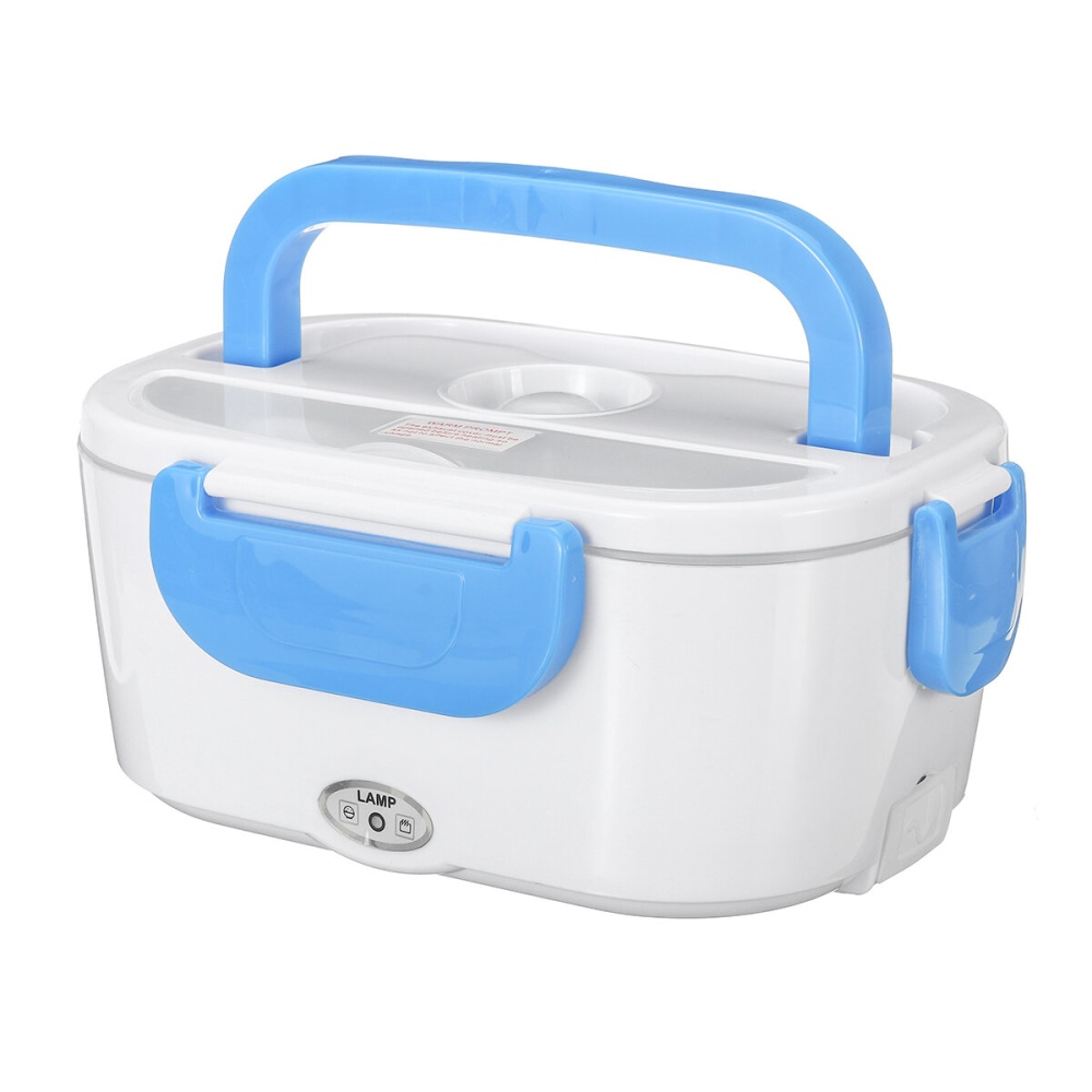 12-240V US Plug 40W 1200ML Electric Heated Lunch Box Food Warmer Household School Office Car Bento Box with Spoon - US Plug Blue - Image 2