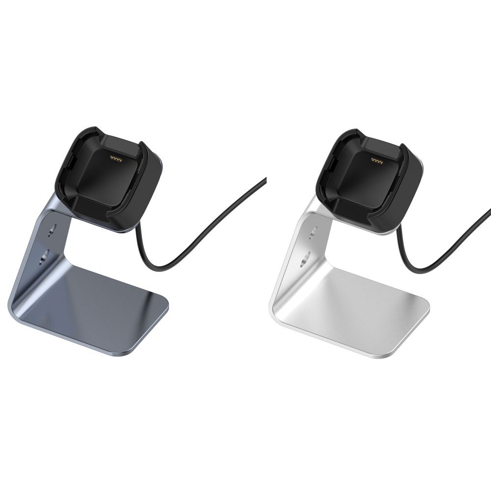 Bakeey Aluminum Alloy Charging Base Fast Charge Chip Protection 360 Rotated Smart Watch Charger For Fitbit Versa/Versa Lite/Versa SE - Grey