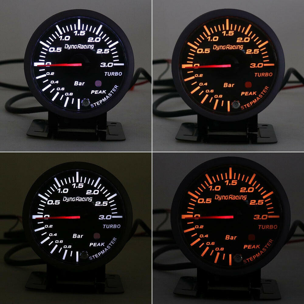 12V 0-3Bar 2.3 Inch LED Pointer Turbo Boost Pressure Gauge Bar Meter Black Vacuum Press Meter - Image 2