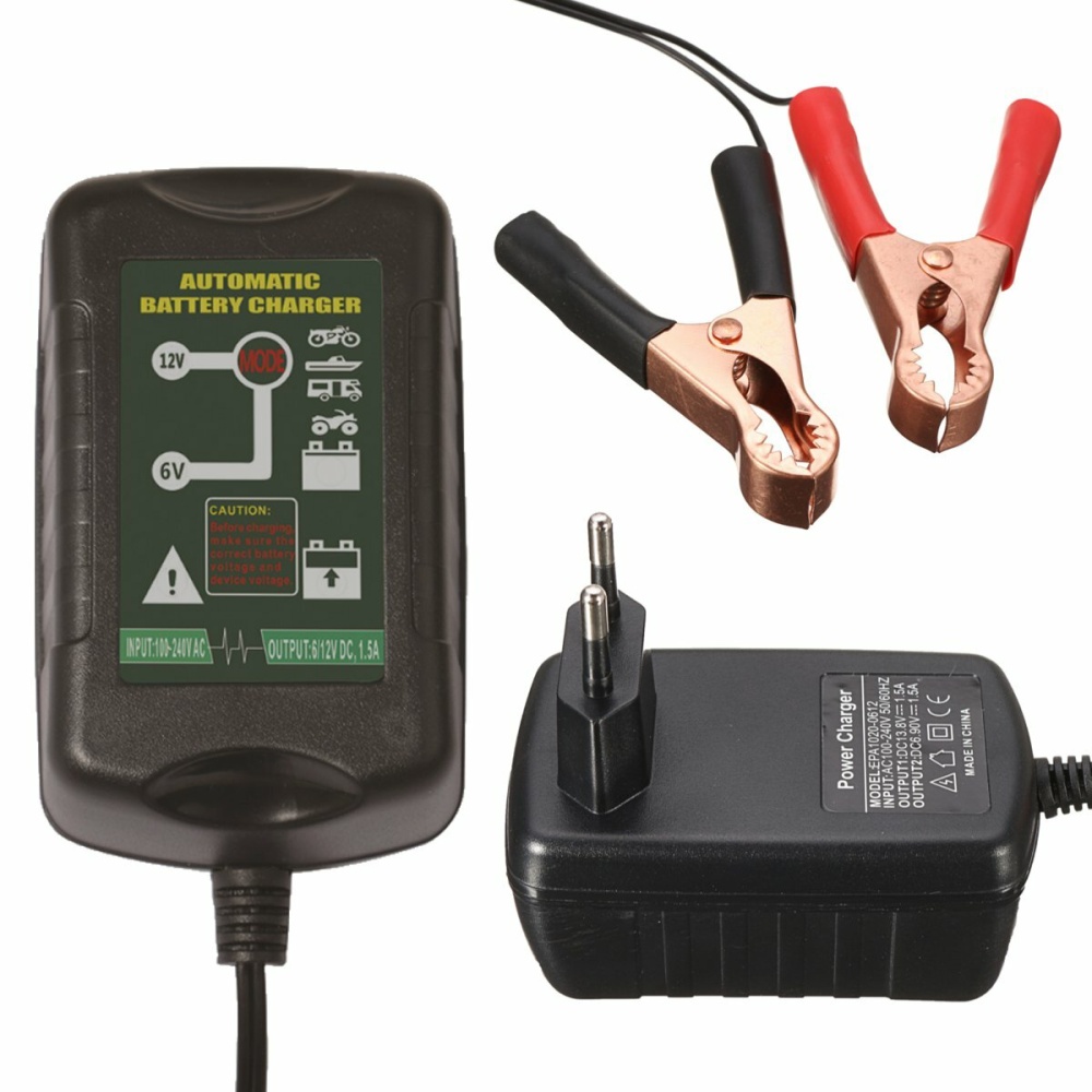 6V/12V 1.5Amp Smart Motorcycle Ebike Car Battery Charger For Lead Acid Battery - Image 2