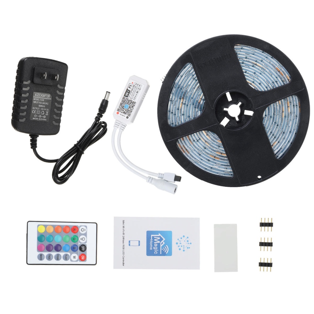 Waterproof 5M SMD5050 RGB LED Strip Light + WiFi Controller + 24Keys Remote Control +Power Adapter DC12V - B - Image 2