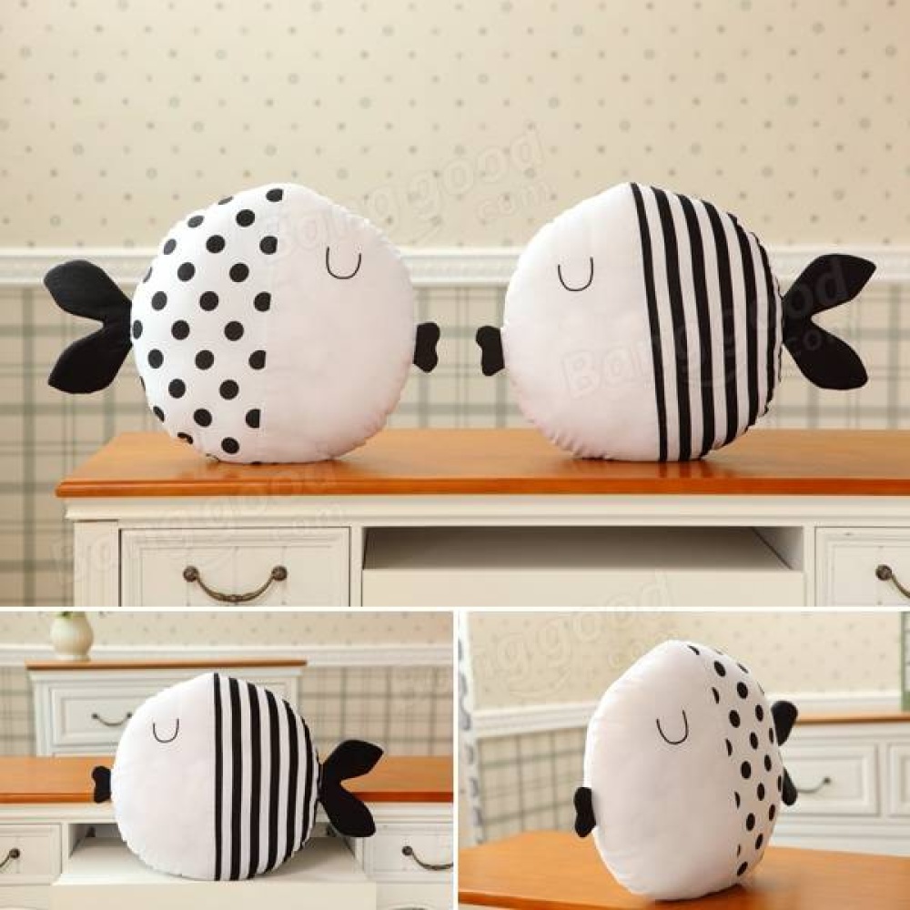 Cute Dot Stripe Kiss Fish Throw Pillow Cotton Cloth Sofa Car Bedding Cushion Home Decoration - Stripe - Image 2