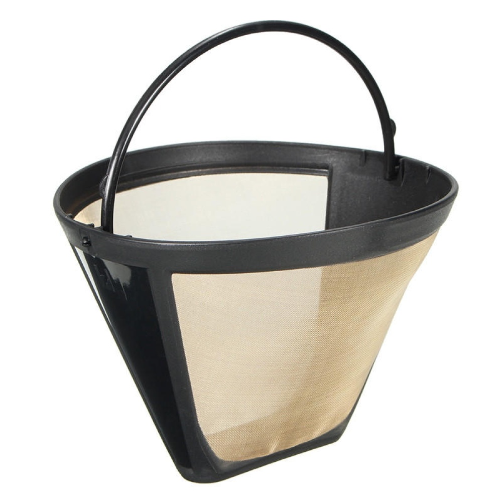 Permanent Reusable #4 Cone Shape Coffee Filter Mesh Basket Gold Tone Coffee Accessories - Image 2