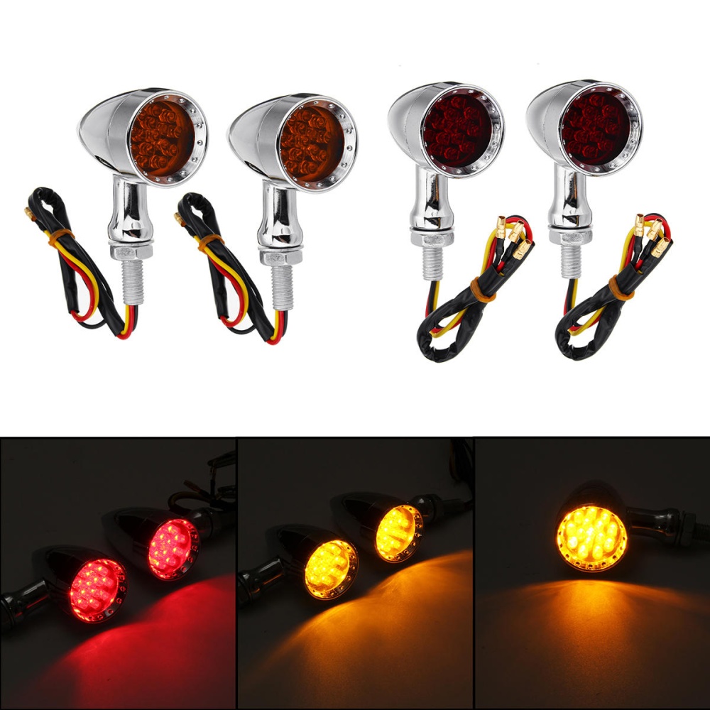 12V 10mm Motorcycle 15 LED Bullet Turn Signal Indicator Brake Lights Universal - Amber - Image 2