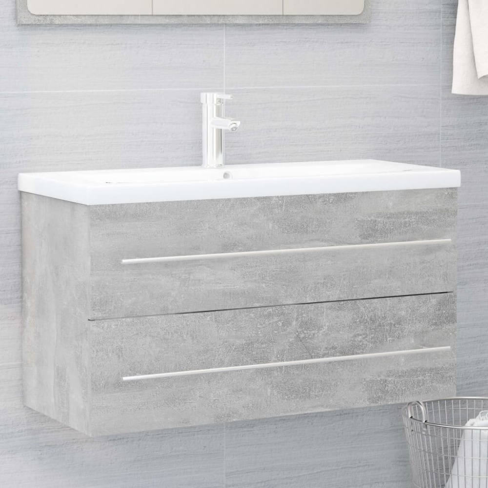 2 Piece Bathroom Furniture Set Concrete Gray Chipboard - Image 2