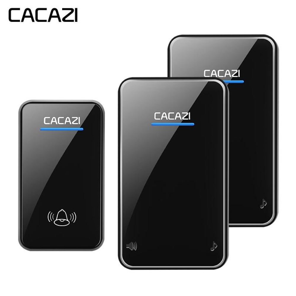 Cacazi A8 DC Wireless Doorbell Waterproof 300M Remote Long Range Door Bell Door Chime 2 Receivers to 1 Transmitter - White US Plug