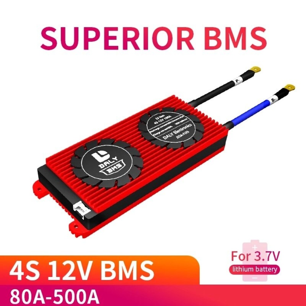 DALY BMS 4S 12V 80A 100A 150A 200A 300A 500A 3.7V Li ion Lithium Batterie 18650 carte PCB 14.8V Module de protection de charge de cellule avec ventilateur equilibre - Port commun 80a