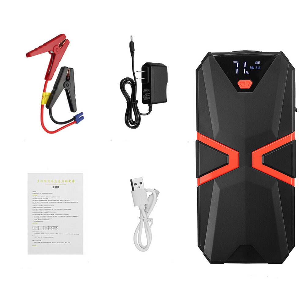 Portable Car Jump Starter Auto Battery Booster Power Pack with LCD Display And LED Light - US Plug - Image 2