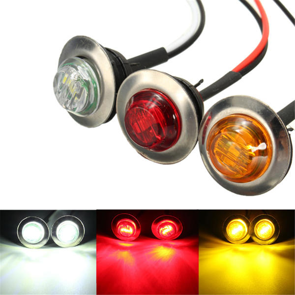LED Side Marker Light Bulb Lamp Turn Signal Indicator Light Truck Trailer Amber Red White - Amber - Image 2