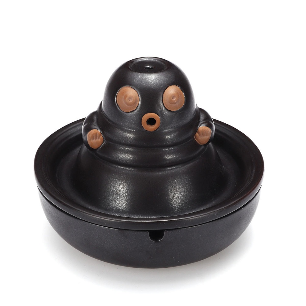 2-in-1 Ashtray Smoke Bud-dha Ceramic Backflow Cone Incense Burner With 10 Cones Kitchen Storage Rack - Image 2