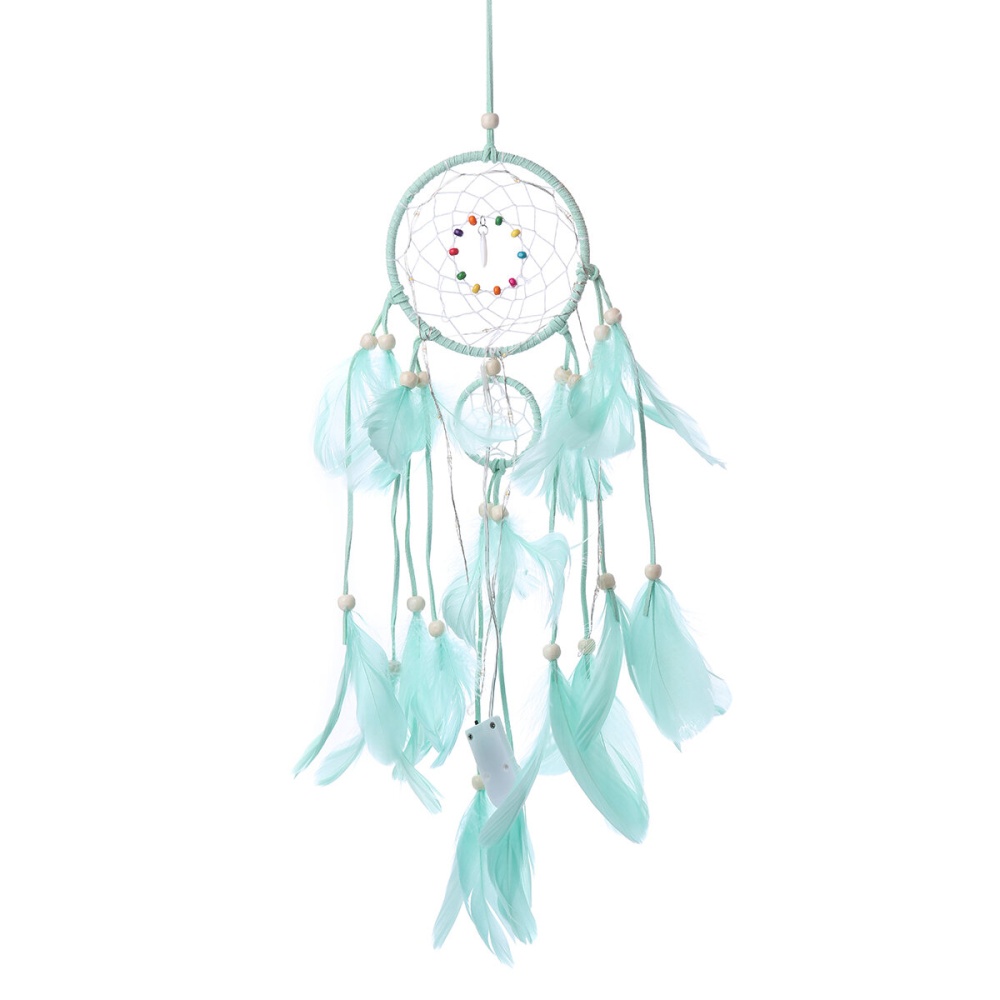 Handmade  Light LED Light Feather Dream Catcher Home Party Wedding Decor Gift - Pink - Image 2