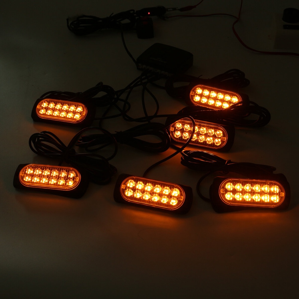 12V/24V 4/6 12 LED Flashing Light Strobe Lamp Truck Recover Amber Beacon & Control Waterproof - 2 - Image 2