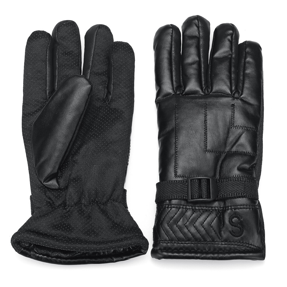 Warm Gloves Mittens Simulation Leather Full Fluff Windproof Motorcycle Cold Protection - Brown - Image 2