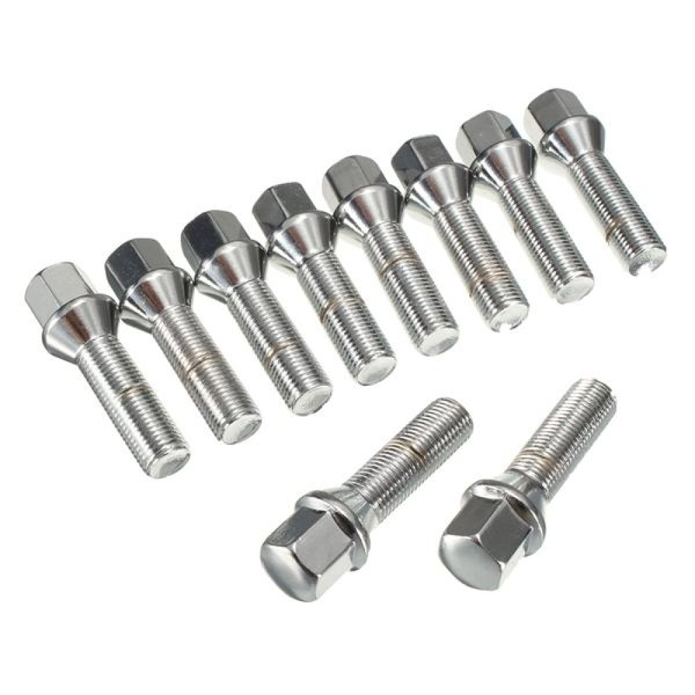 10pcs M14 x 1.5 40mm Steel Wheel Bolts Screw For Vehicle ForAudi A3 A4 S3 A6 ForVW Golf Seat 17mm Hex