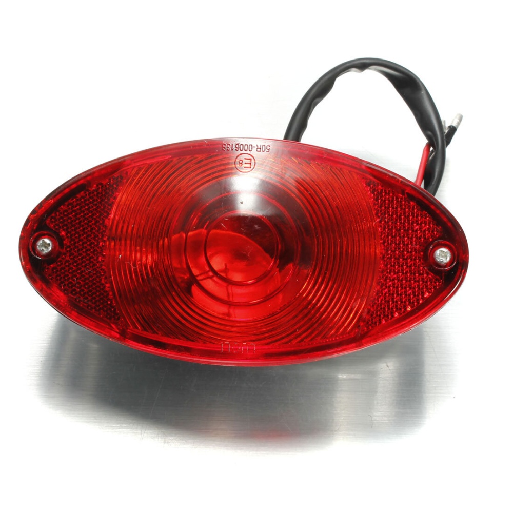 12V Motorcycle Cat Eye Rear Brake Stop Tail Light Red For Harley Chopper - Chrome - Image 2