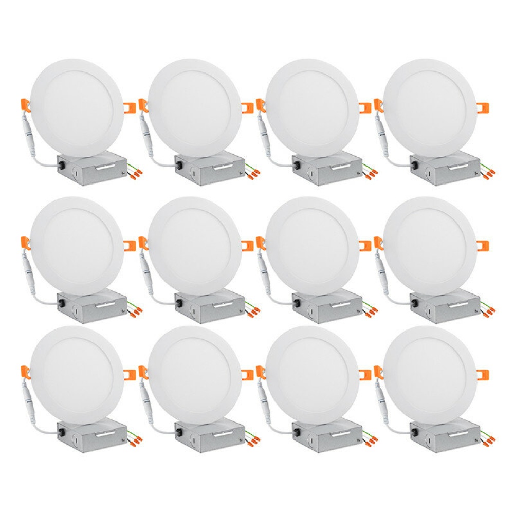 6/12 Pcs 6Inch LED Recessed Light Panel 12W with Junction Box Dimmable Can Down Lighting - 6pcs - Image 2