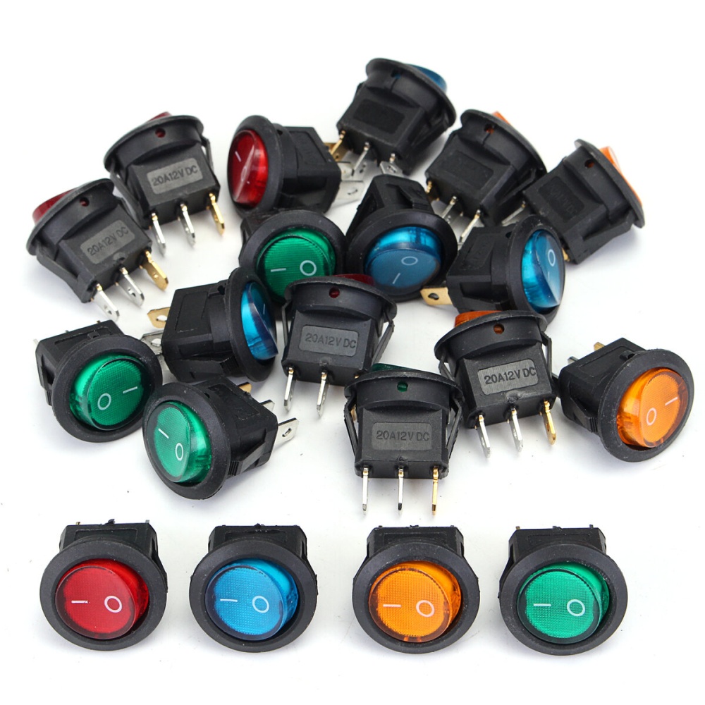 20pcs LED Dot Light 12V Motorcycle Car Boat Auto Round ON/OFF Rocker Toggle SPST Switch - Image 2