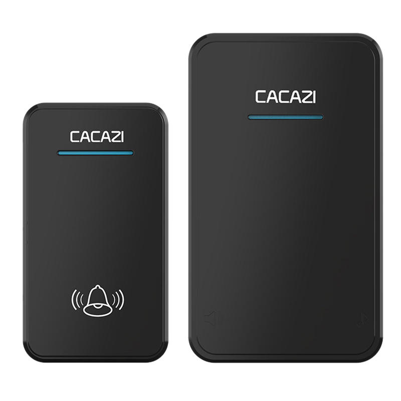 Cacazi A8 DC Wireless Doorbell Waterproof 300M Remote Long Range Door Bell 48 Rings 6 Volume Door Chime - EU Plug Black