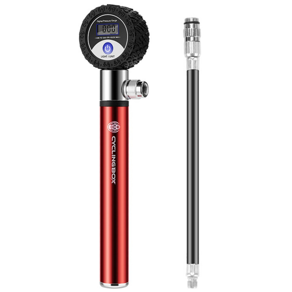 LCD Digital Tyre Inflator Car Motorcycle Air Pressure Tire Gauge With Hose PSI - Red
