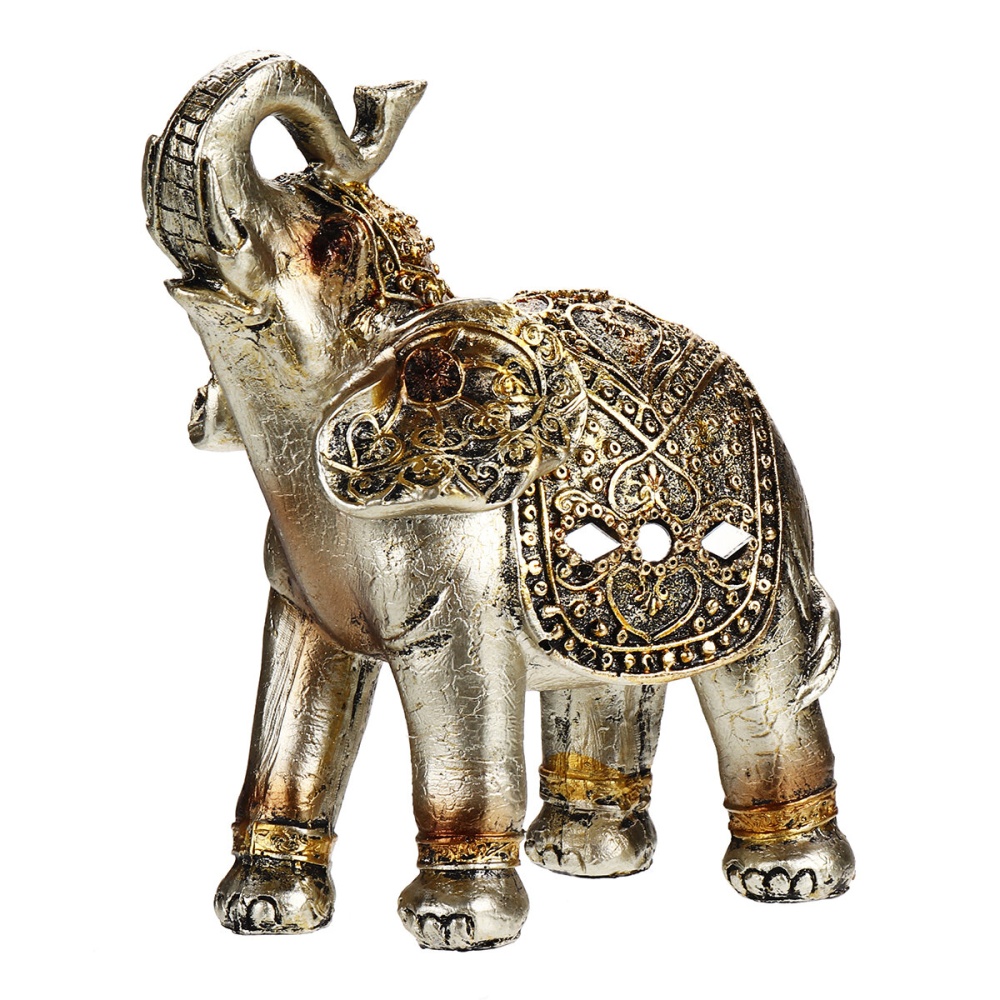 7Pcs Golden Elephants Figurines Sculpture Lucky Ornaments Feng Shui Home Decorations - Image 2