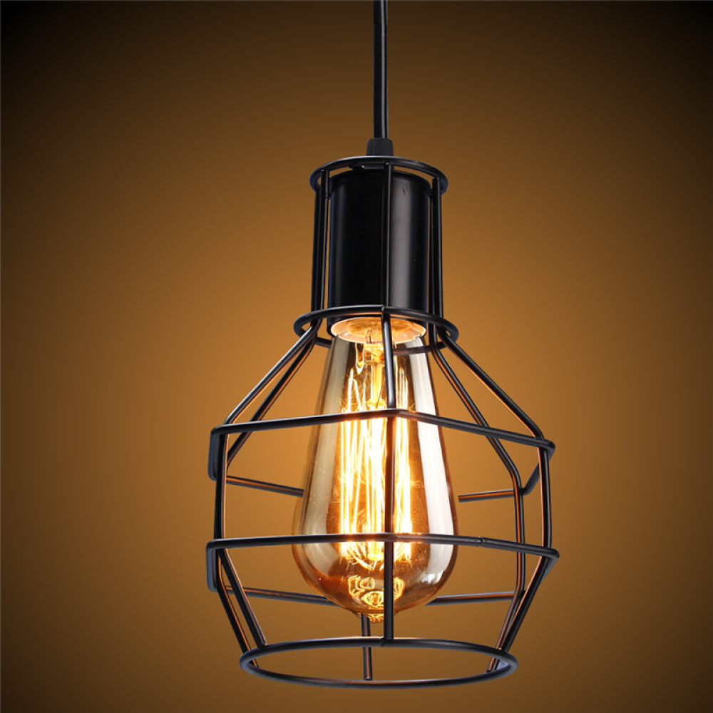 Vintage Industrial Pendant Ceiling Light Lamp Shade Metal Cage Black Cafe Loft Bar - Image 2