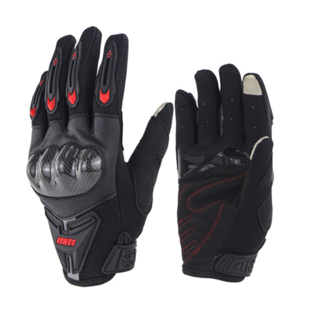 SOMAN MG19 Motorcycle Touch Screen Gloves Carbon Fiber Riding Men Women Protective Gears - Red 2XL - Image 2