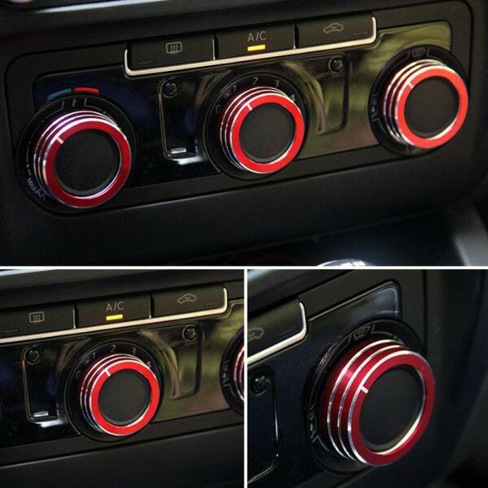 3pcs/Set Cars Alu Decorative Knob Ring Air Conditioning Knob Ring for New Sagitar 2012-2014 Golf 6 - Blue - Image 2