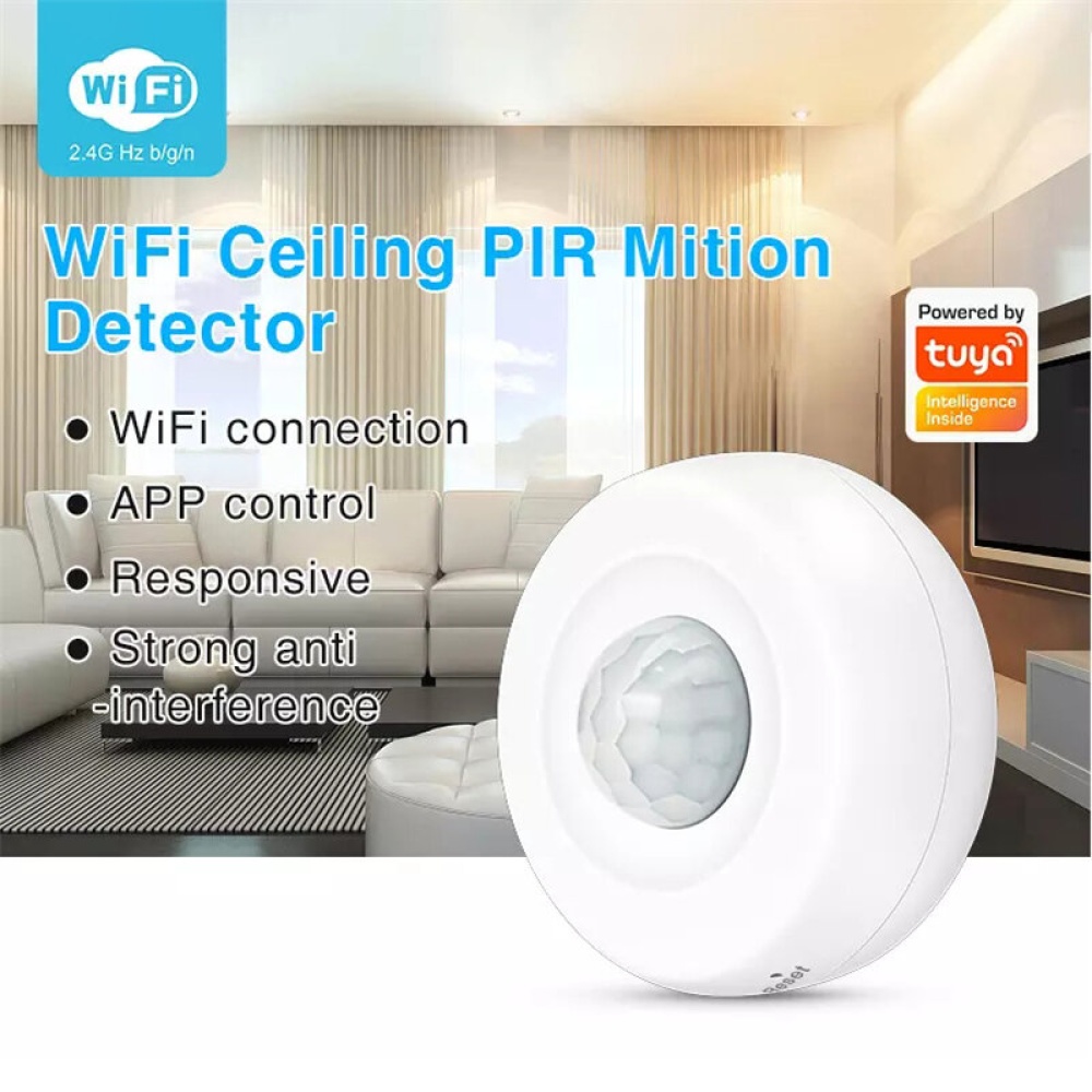 EARYKONG Wireless WIFI Ceiling PIR Mition Detector PIR Alarm Sensor Human Body Infrared Security Detector Work with Smart Life Alexa Google Home