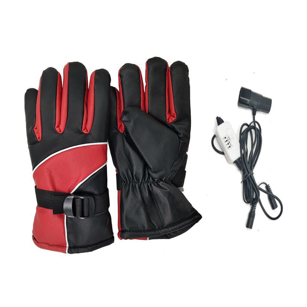 36V-96V Electric Heated Gloves Waterproof Touchscreen Adjustable Thermal Outdoor - Red - Image 2