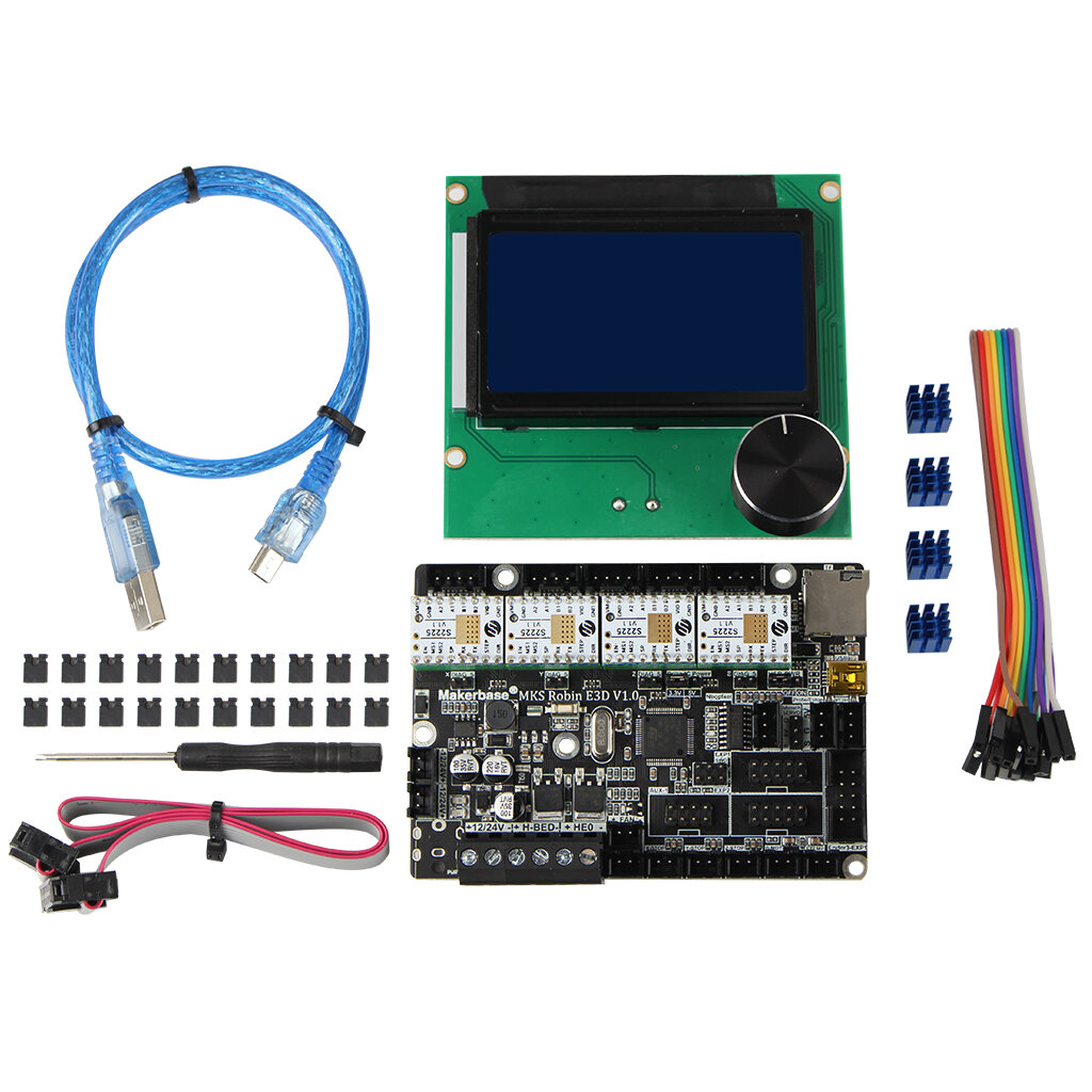 MKS Robin E3D V1.0+4Pcs TMC2225 Stepper Motor Driver+12864 LCD Screen Kit for Creality 3D Ender-3 CR-10 Series 3D Printer