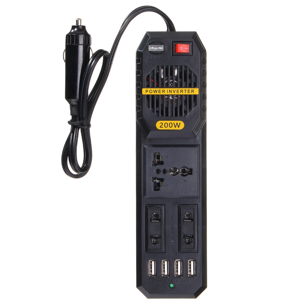 200W Car Power Inverter DC 12V to AC 220V With 4 USB Port Cigarette lighter - Image 2