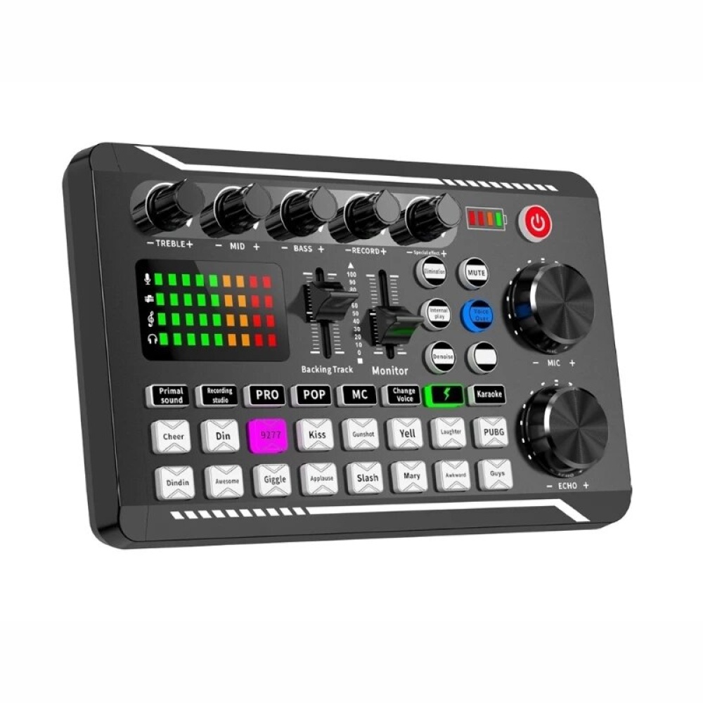 Bakeey F998 Sound Card Microphone Sound Mixer Sound Card Audio Mixing Console Amplifier Webcast Live Sound Card - Black - Image 2