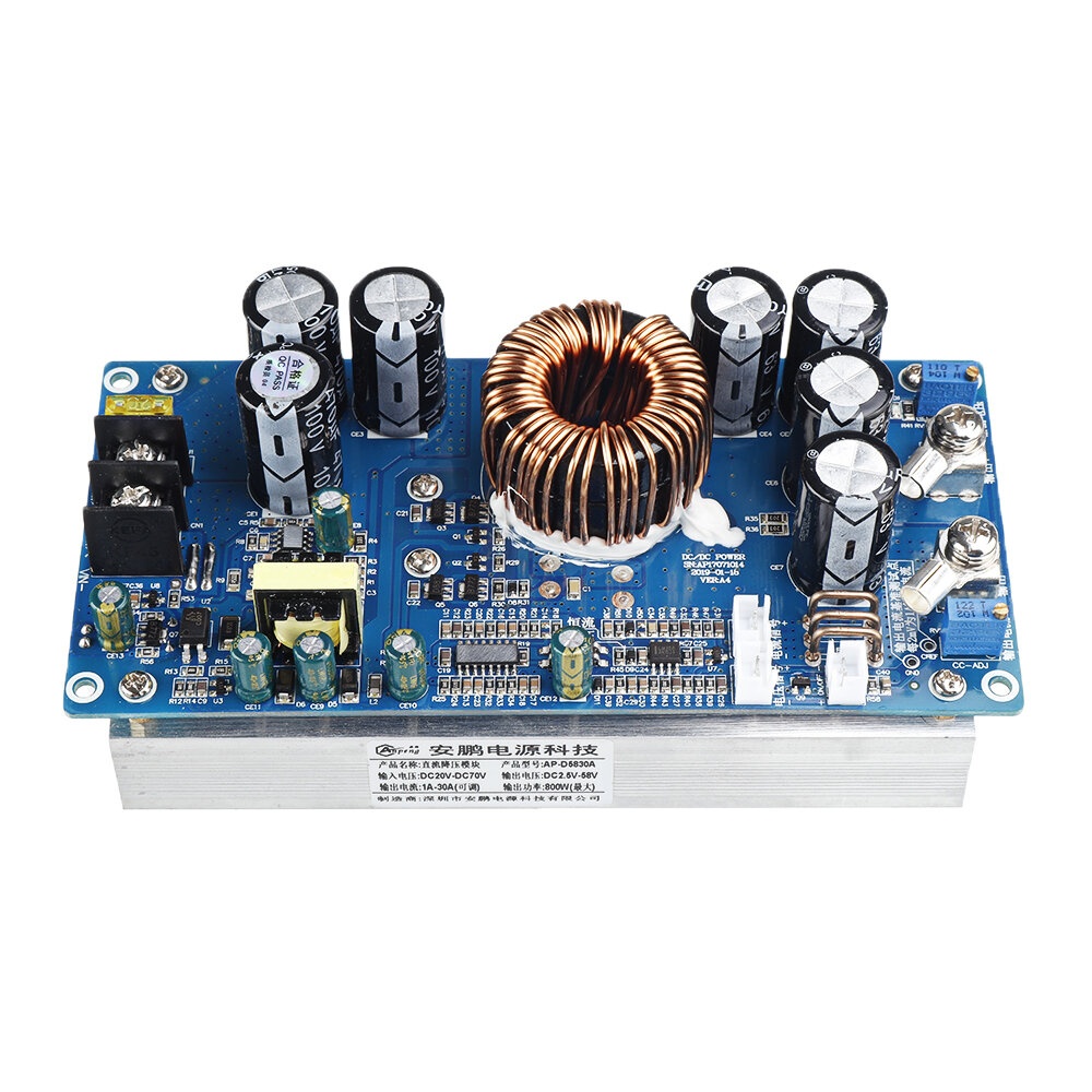 AP-D5830A 30A 800W High Power DC-DC Step-down Constant Voltage Constant Current Charging Power Supply Module with Fan Cooling
