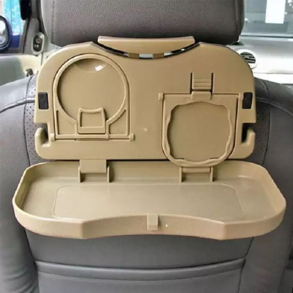 Car Meal Plate Cup Holder Tray/Car Backseat Food Tray with Bottle Cup Holder - Beige