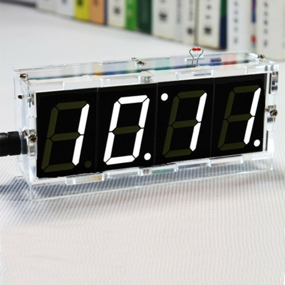 Geekcreit DIY 4 Digit LED Electronic Clock Kit Temperature Light Control Version - green without case - Image 2