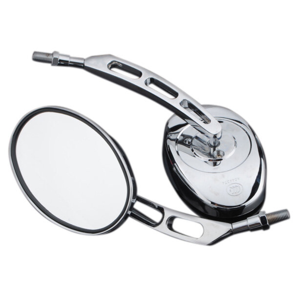 10mm Chrome Motorcycle Round Rear View Mirrors - Image 2