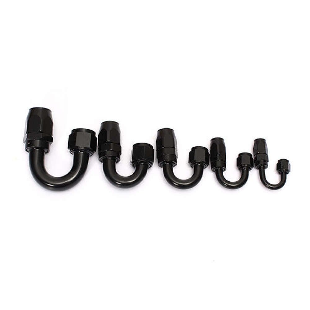 AN 180 Degree Car Swivel Hose End For Braided Nylon Black Aluminum - 4 - Image 2