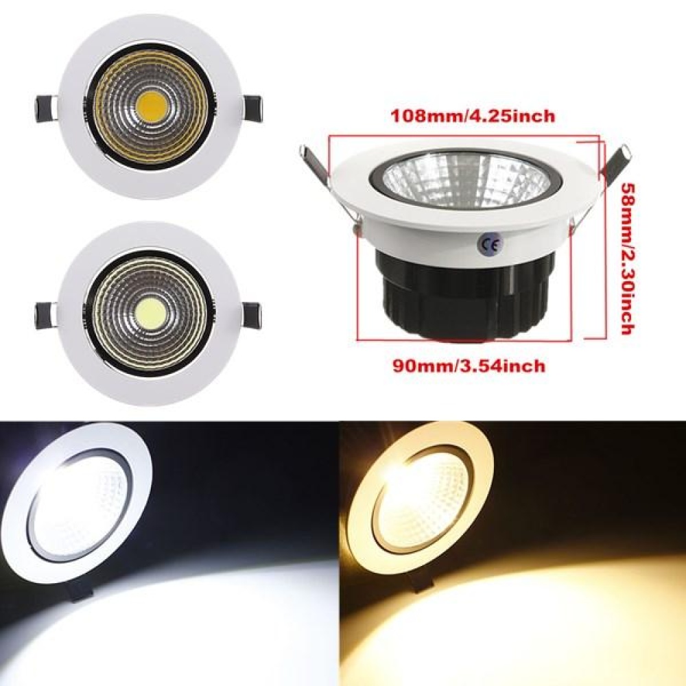 7W Dimmable COB LED Recessed Ceiling Light Fixture Down Light Kit - Warm White - Image 2